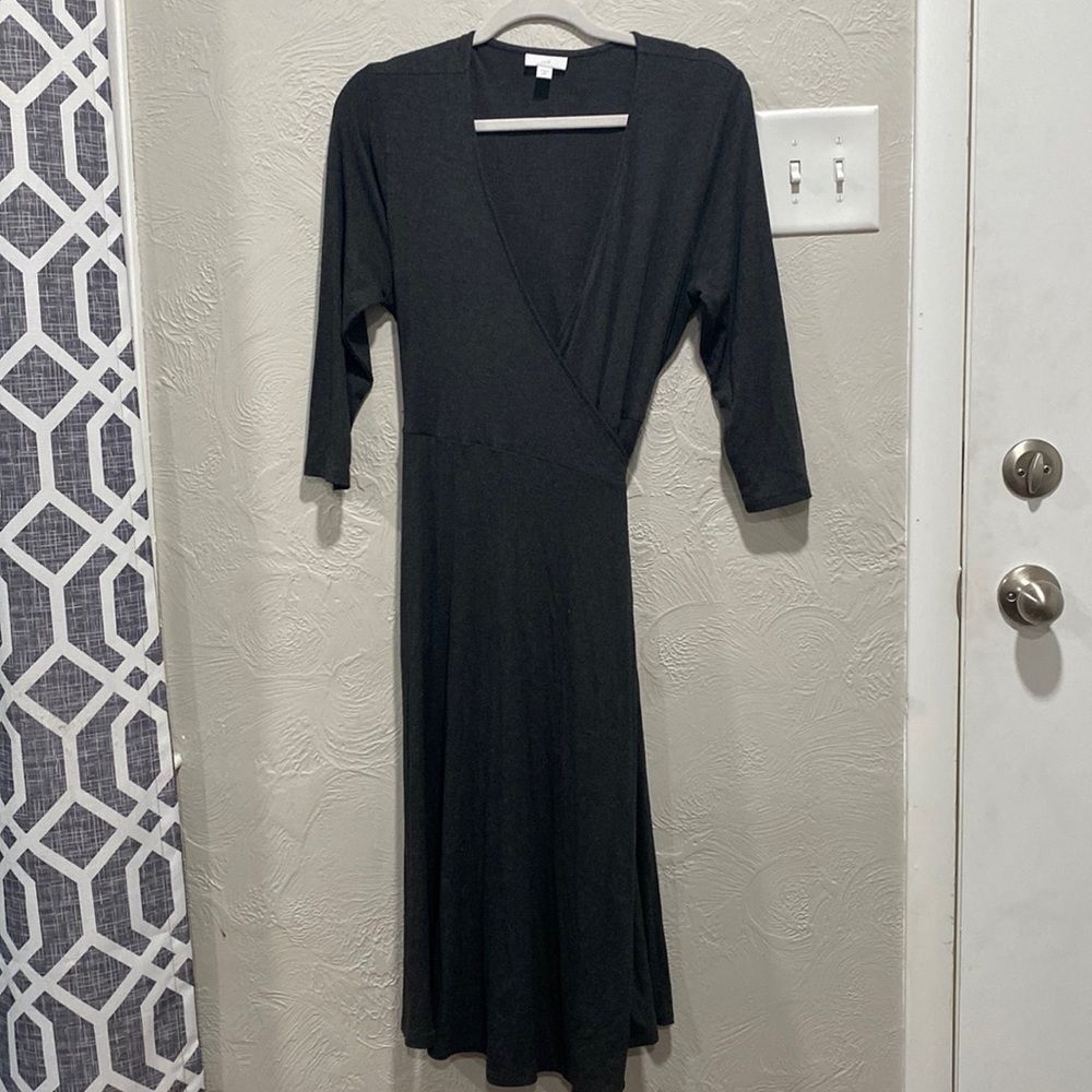 J Jill Charcoal Wrap Dress Size Medium Petite